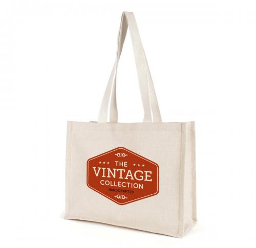 Laminated Jute Shopper Flat Cotton Handles Landscape