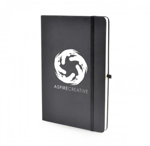 A5 Notebook Soft Touch PU Finish Black Elastic Closure