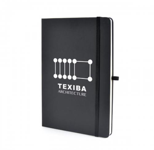 A5 Notebook Graph Paper Soft Touch PU Elastic Closure Black