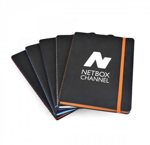 Branded Notebooks A5 Soft Touch Cover Coloured Edges 80 Sheets
