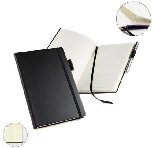 A5 Casebound Notebook with a Black Elastic Strap and Pen Loop