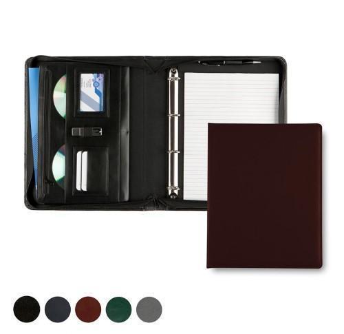 Custom Branded Hampton Leather A4 Deluxe Zipped Ring Binders Document Holder