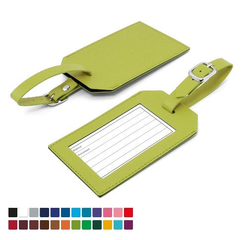 Branded Belluno PU Rectangle Luggage Tags With Window & Printed Address Card