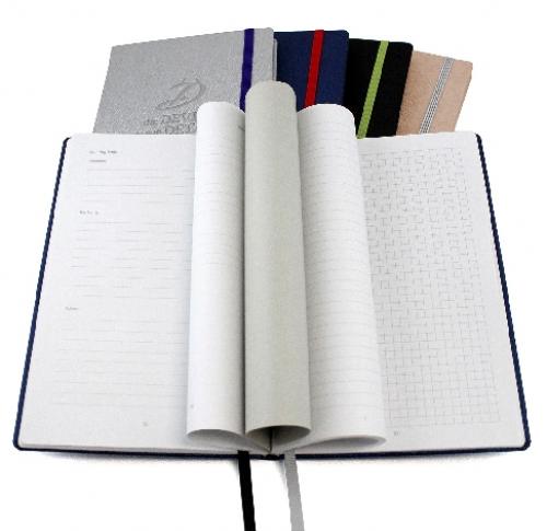 Custom Printed Eco A5 Casebound Textured Notebooks With Elastic Strap Made In UK