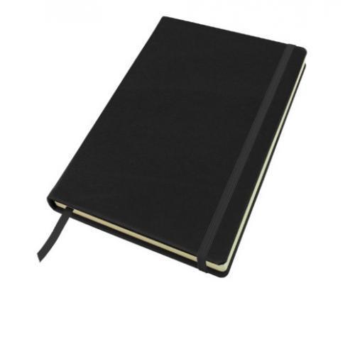 London Nappa Leather A5 Casebound Notebook With Elastic Strap And Envelope Pocket