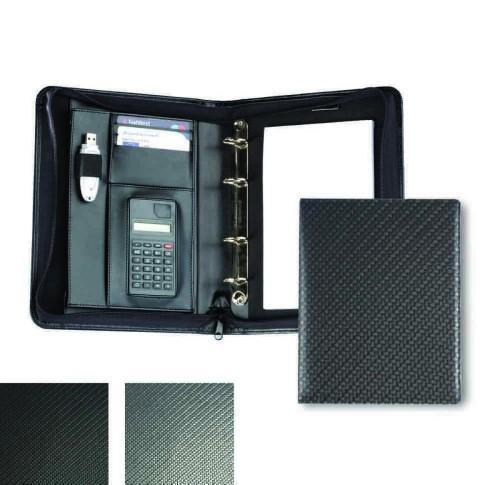 Custom Carbon Fibre Effect PU A5 Deluxe Zipped Ring Binders