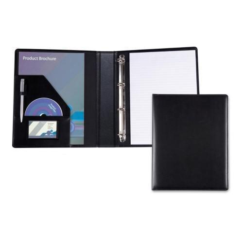 Custom Printed A4 Ring Binders Black Belluno PU 