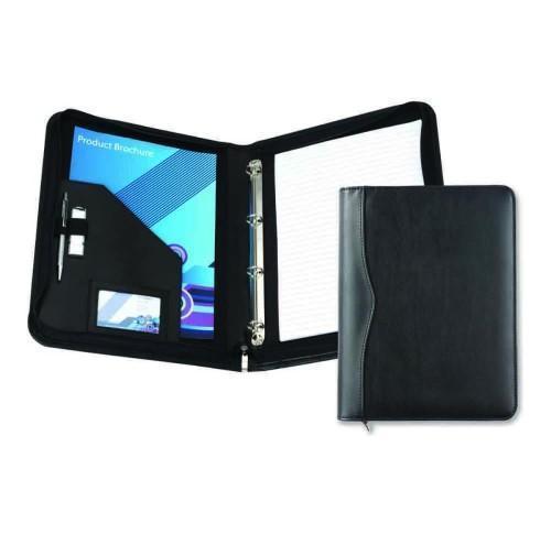 Promotional Branded Black Houghton PU A4 Zipped Ring Binders
