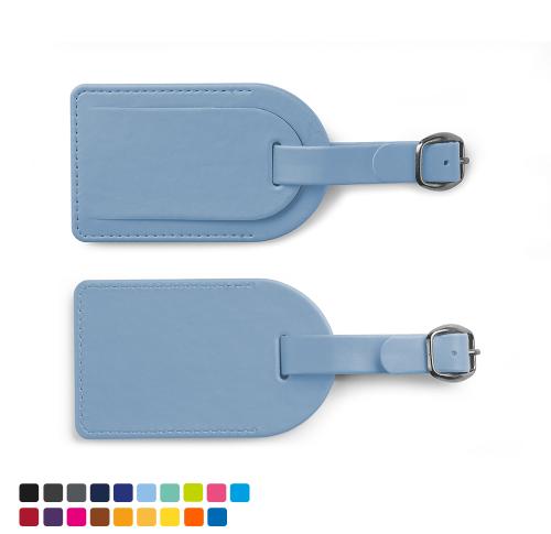 Custom Logo Small Luggage Tag With Security Flap In Soft Touch Vegan Torino PU. 