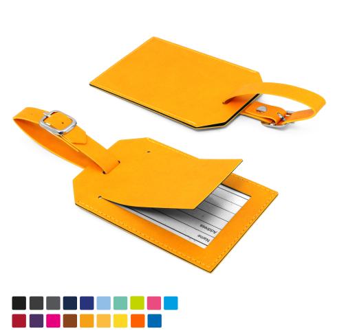 Custom Rectangle Luggage Tag With Security Flap In Soft Touch Vegan Torino PU. 