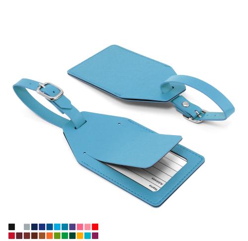 Promotional Angled Luggage Tag With Security Flap In Belluno, A Vegan Coloured Leatherette With A Subtle Grain.