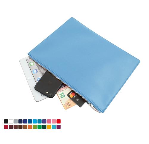 Colours Large Zipped Pouch in Belluno, a vegan coloured leatherette with a subtle grain.