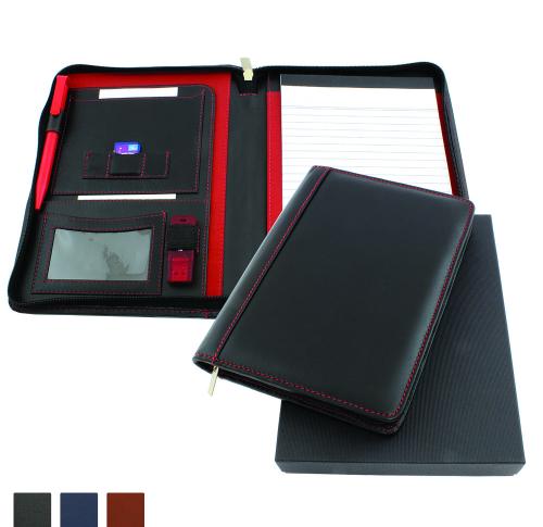  Accent Sandringham Nappa Leather Zipped A5 Conference Folder