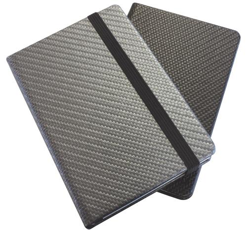 Carbon Fibre Textured A5 Casebound Notebook with Elastic Strap