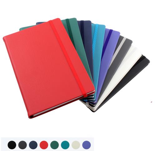 Recycled ELeather A5 Casebound Notebook with Elastic Strap, made in the UK in a choice of 8 colours.