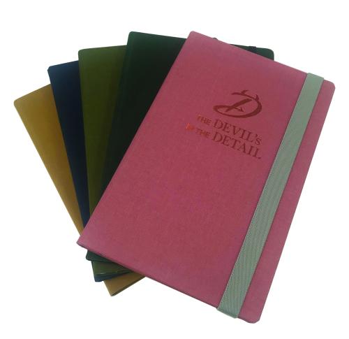 Colours Brillianta Linen A5 Casebound Notebook with Elastic Strap in a Spectrum of colours