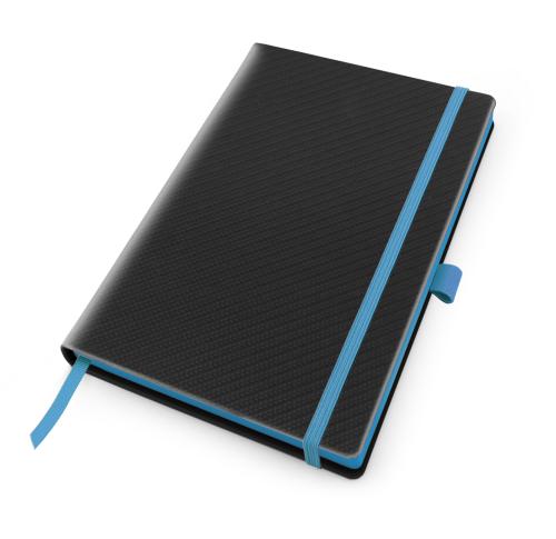 Carbon Fibre Textured A5 Casebound Notebook with Elastic Strap & Pen Loop
