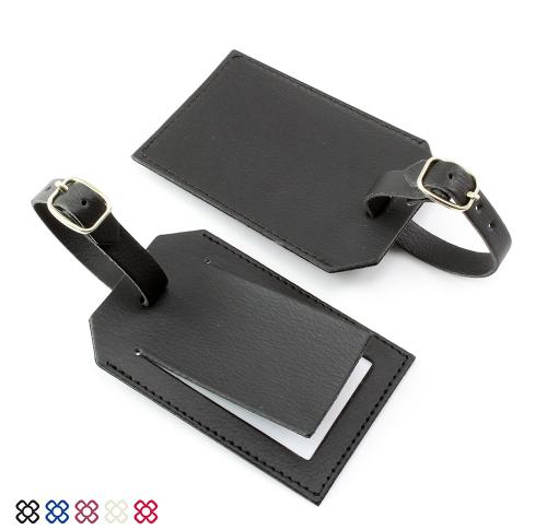 Rectangle Luggage Tag With Security Flap, Finished Custom Logo In COMO A Quality Recycled Vegan Material.