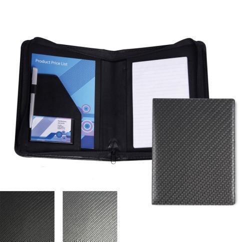 Carbon Fibre Effect PU A5 Zipped Conference Folder