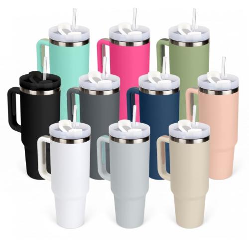Branded Stanley Style Cups Insulated Stainless Steel Tumbler With Handle Leak-Proof Lid And Straw 40oz 1.1L  Latest Craze