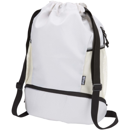 Branded Nomad GRS recycled sports drawstring bag with bottom compartment 18L