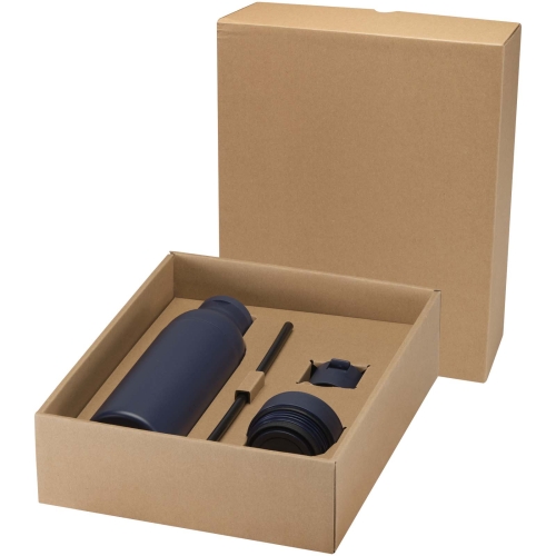 Promotional Illuminate 650 ml RCS recycled double wall stainless steel water bottle with 3-piece lid set