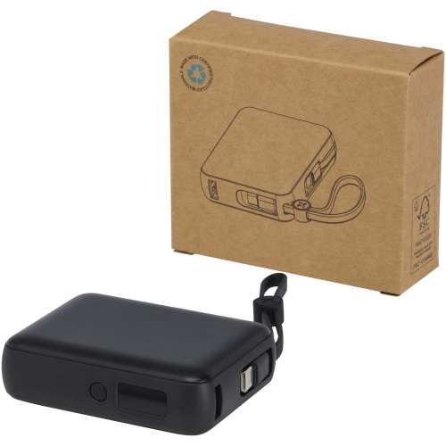 Acrux 10.000 mAh 35W tablet power bank with built in Type-C cable - made from recycled plastic
