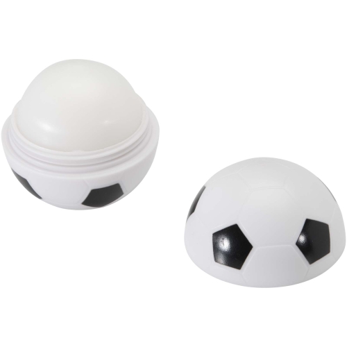 Branded Zuri football-shaped vanilla lip balm with SPF 15