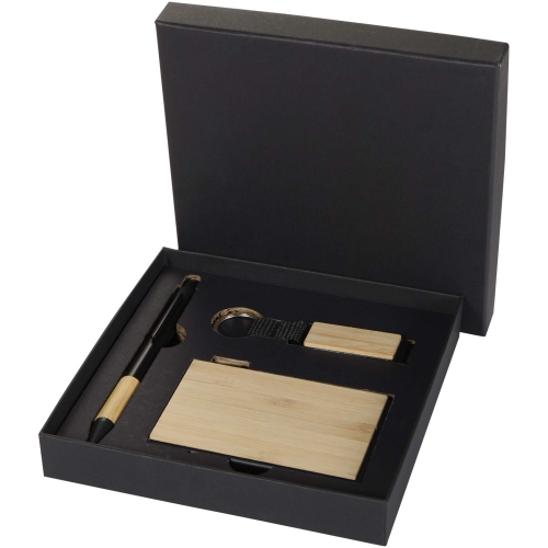 Minka RCS recycled aluminium ballpoint pen, keychain and RFID card holder gift set
