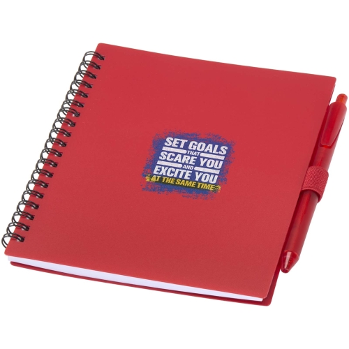 Niove recycled plastic soft cover notebook and ballpoint pen set (blue ink)