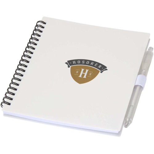Niove recycled plastic soft cover notebook and ballpoint pen set (blue ink)