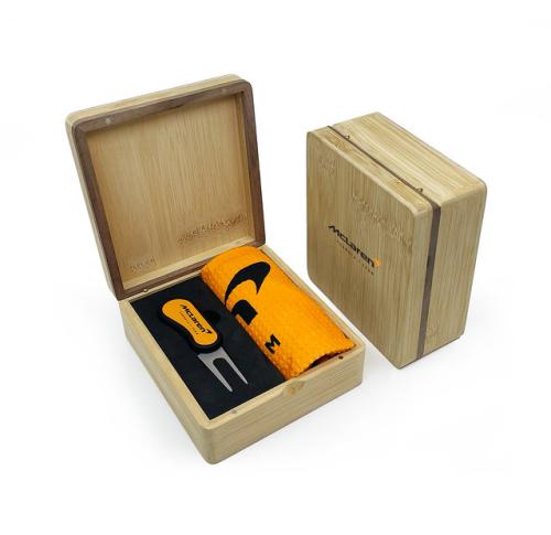MINI HINGED MAGNETIC BAMBOO TOWEL AND FLIX DS GOLF PRESENTATION BOX