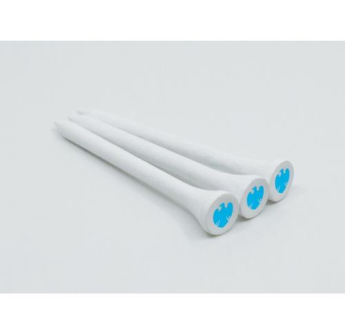70MM WHITE BAMBOO GOLF TEES PRINTED 2 COLOURS IN THE CUP