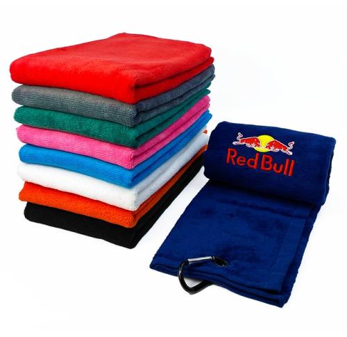VELOUR EMBROIDERED TRI-FOLD GOLF TOWEL