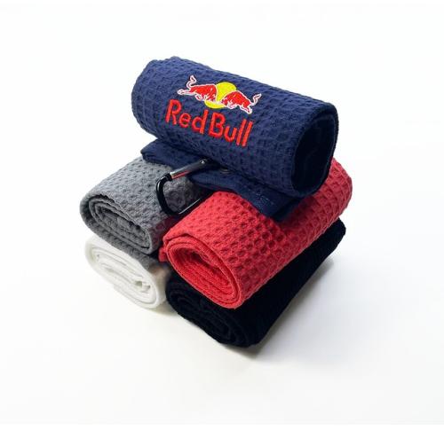 WAFFLE EMBROIDERED TRI-FOLD GOLF TOWEL