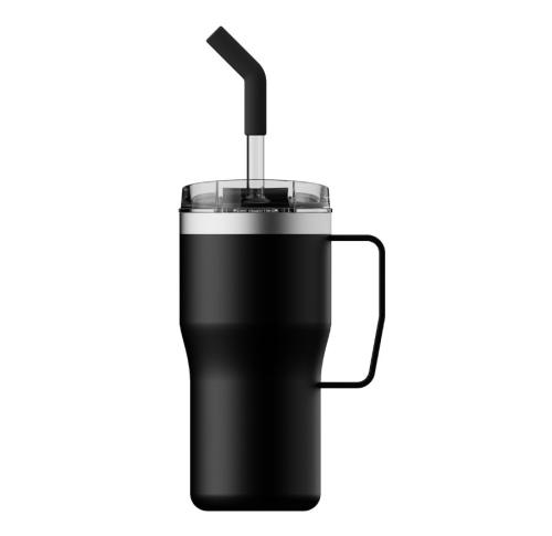 Branded Eco Recycled Travel Cups With Handle And Straw - 590ml