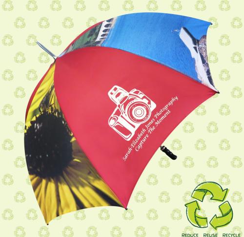 Printed Budget Busting Eco Golf Umbrellas Bedford Silver 130 cms