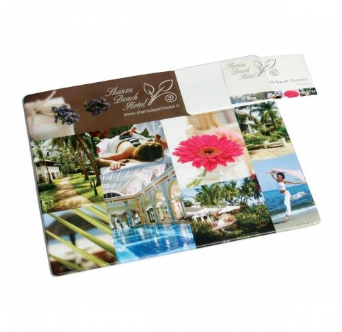 tough welded mouse mat with integrated business card pocket                       