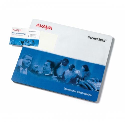 hard top mouse mat with integrated business card holder                         