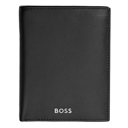 Card holder with flap and money pocket Classic Smooth Black