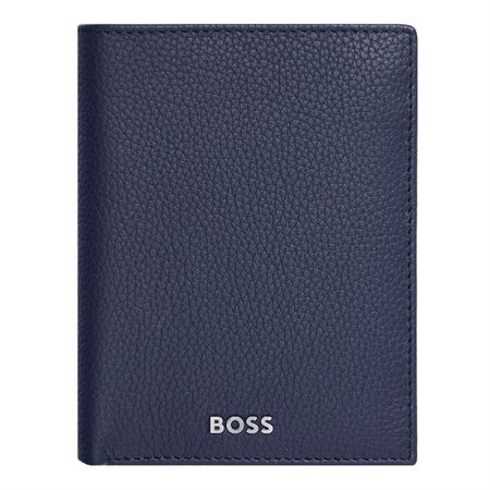 Card holder with flap and money pocket Classic Grained Navy