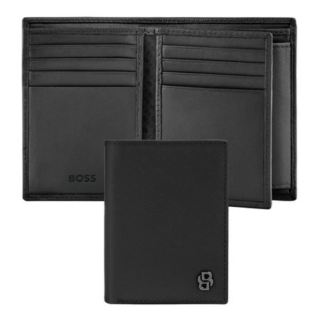 Card holder with flap and money pocket Double B Saffiano Black