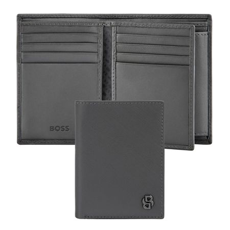 Card holder with flap and money pocket Double B Saffiano Grey