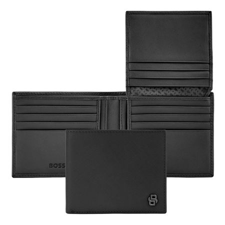 Card wallet with flap Double B Saffiano Black