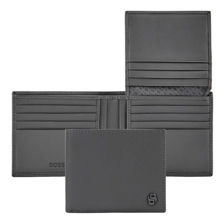 Card wallet with flap Double B Saffiano Grey
