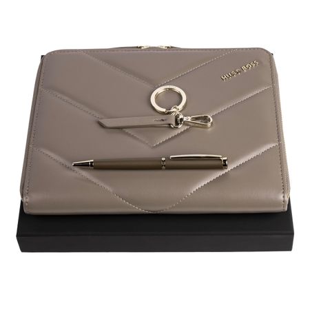 Set HUGO BOSS Taupe (ballpoint pen, conference folder A5 & key ring)