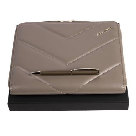 Set HUGO BOSS Taupe (ballpoint pen & conference folder A5)
