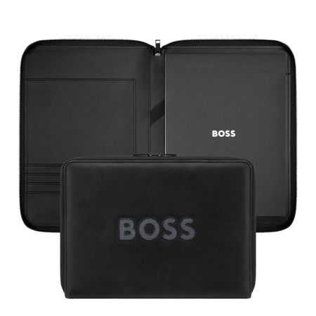 Conference folder zip A4 Boss Cut Out Black & Grey