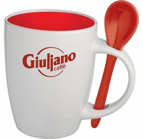 Custom Mugs Spoon in Handle Red/White